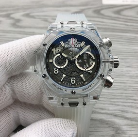 Hublot Bang Glass Black Chrono On Rubber Strap