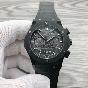 Hublot Chrono Black Hight Versio On Black Rubber Strap