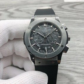 Hublot Chrono Silver Hight Version On Black Rubber Strap