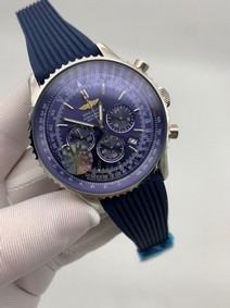 Breitling Navirimer Blue Dial High Version on Blue Rubber Strap