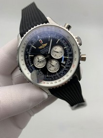 Breitling Navitaimer Black Dial High Version on Black Rubber Strap