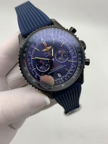 Breitling Navitimer Full Black High Version on Blue Rubber Strap