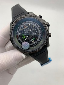 Breitling Navitimer Black Dial High Version on Black Leather Strap