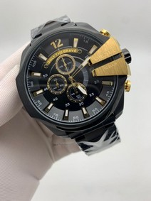 Diesel Full Black Gold On Black SS Strap