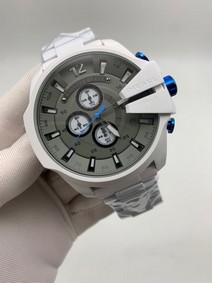 Diesel Full White Grey Dial On White SS Strap