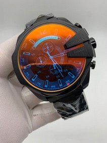 Diesel Full Black On Black SS Strap Mega Shief Chameleon Glass