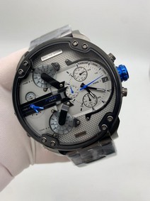 Diesel Full Black White Dial Mr Daddy On Black SS Strap