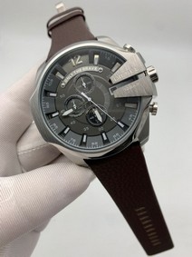 Diesel Grey Case Black Grey Dial On Brown Leather Strap