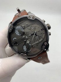 Diesel Black Dial Mr Daddy On Brown Leather Strap