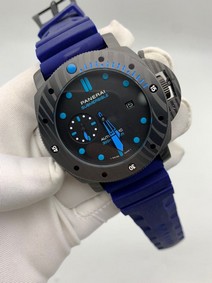 Panerai Submersible Automatic Black on Blue Rubber Strap