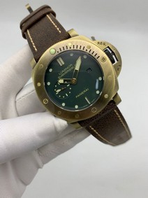 Panerai Submersible Automatic Bronze Green Dial on Brown Leather Strap