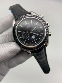 Omega Speedmaster Chrono Black on Black Leather Strap
