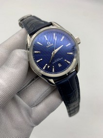 Omega Seamaster Blue Dial on Blue Leather Strap