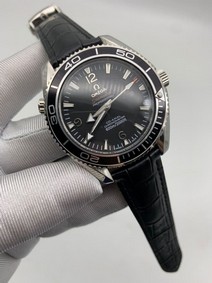 Omega Seamaster Chrono Black on Black Leather Strap