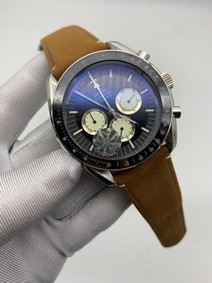 Omega Speedmaster Chrono Black on Brown Strap