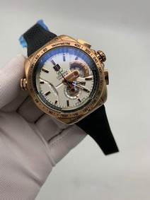 Tag Heuer White Dial Chrono on Black Leather Strap