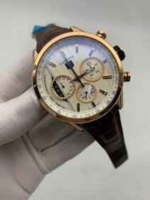 Tag Heuer White Dial Chrono on Black Leather Strap