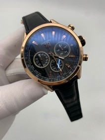 Tag Heuer Black Dial Chrono on Black Leather Strap