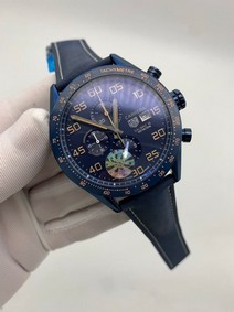 Tag Heuer Full Blue Dial Chrono on Blue Leather Strap