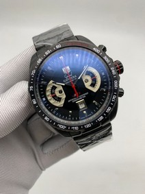 Tag Heuer Full Black Dial Chrono on SS Strap