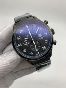 Tag Heuer Full Black Dial Chrono on SS Strap