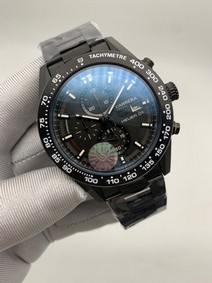 Tag Heuer Full Black Dial Chrono on SS Strap