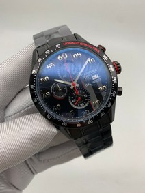 Tag Heuer Full Black Dial Chrono on SS Strap