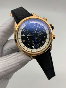 Tag Heuer White Black Dial Chrono on Black Leather Strap