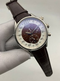 Tag Heuer Black White Dial Chrono on Black Leather Strap