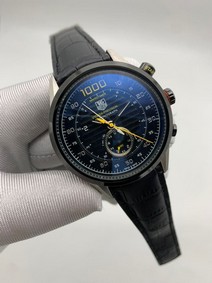Tag Heuer Black Dial Chrono on Black Leather Strap