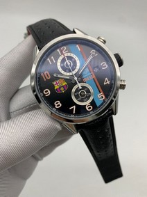 Tag Heuer Messi Carrera Black Dial on Black Leather Strap