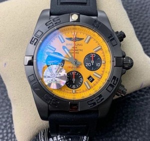 Chronomat 44mm Blacksteel GF 1:1 Special Edition Yellow Dial on Black Rubber Strap