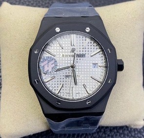 Royal Oak 41mm 15400 DLC ZF 1:1 Best Edition White Textured Dial on DLC Bracelet A3120