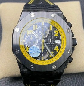 Royal Oak Offshore Bumble Bee Forged Carbon 1:1 JF Best Edition on Leather Strap 7750 V2 w/ Cyclops and DW Mod