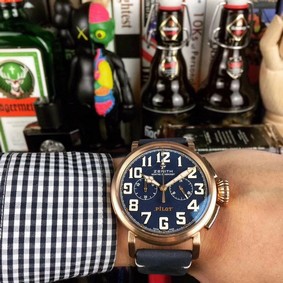 Zenith Pilot Gold Case Blue Dial Chrono
