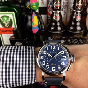Zenith Pilot Silver Case Blue Dial Chrono