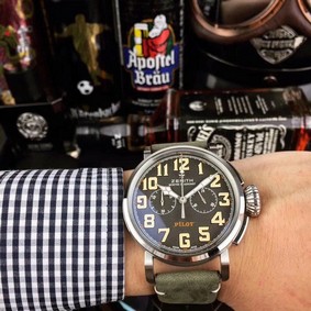 Zenith Pilot Silver Case Grey Dial