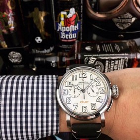 Zenith Pilot Silver Case White Dial