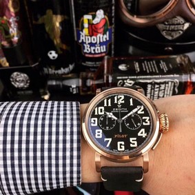 Zenith Pilot Gold Case Black Dial Chrono