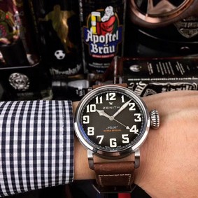 Zenith Pilot Silver Case Grey Dial