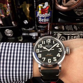 Zenith Pilot Silver Case Black Dial