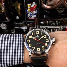 Zenith Pilot Silver Case Black Dial