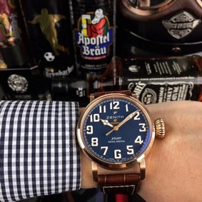 Zenith Pilot Gold Case Blue Dial Chrono