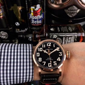 Zenith Pilot Gold Case Black Dial Chrono