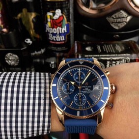 Breitling Superocean Blue Dial on Blue Rubber Strap