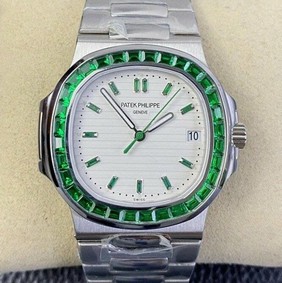 Nautilus Jumbo 5711 PF 1:1 Best Edition White Textured Dial Diamonds Bezel on SS Bracelet A324