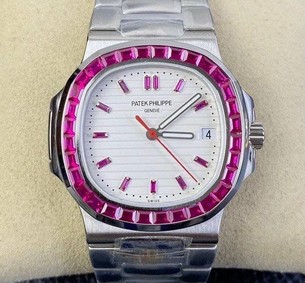Nautilus Jumbo 5711 PF 1:1 Best Edition White Textured Dial Diamonds Bezel on SS Bracelet A324