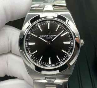Overseas Ultra-Thin 2000V XF 1:1 Best Edition Black Dial on SS Bracelet