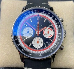Navitimer B01 Chronograph 43 TWA Editioin SS OXF Black Dial Steel Markers on Black Leather Strap