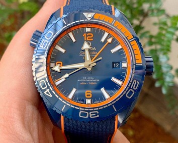 Planet Ocean 45.5mm Big Blue Real Ceramic VSF 1:1 Best Edition on Blue Rubber Strap A8906 Super Clone
